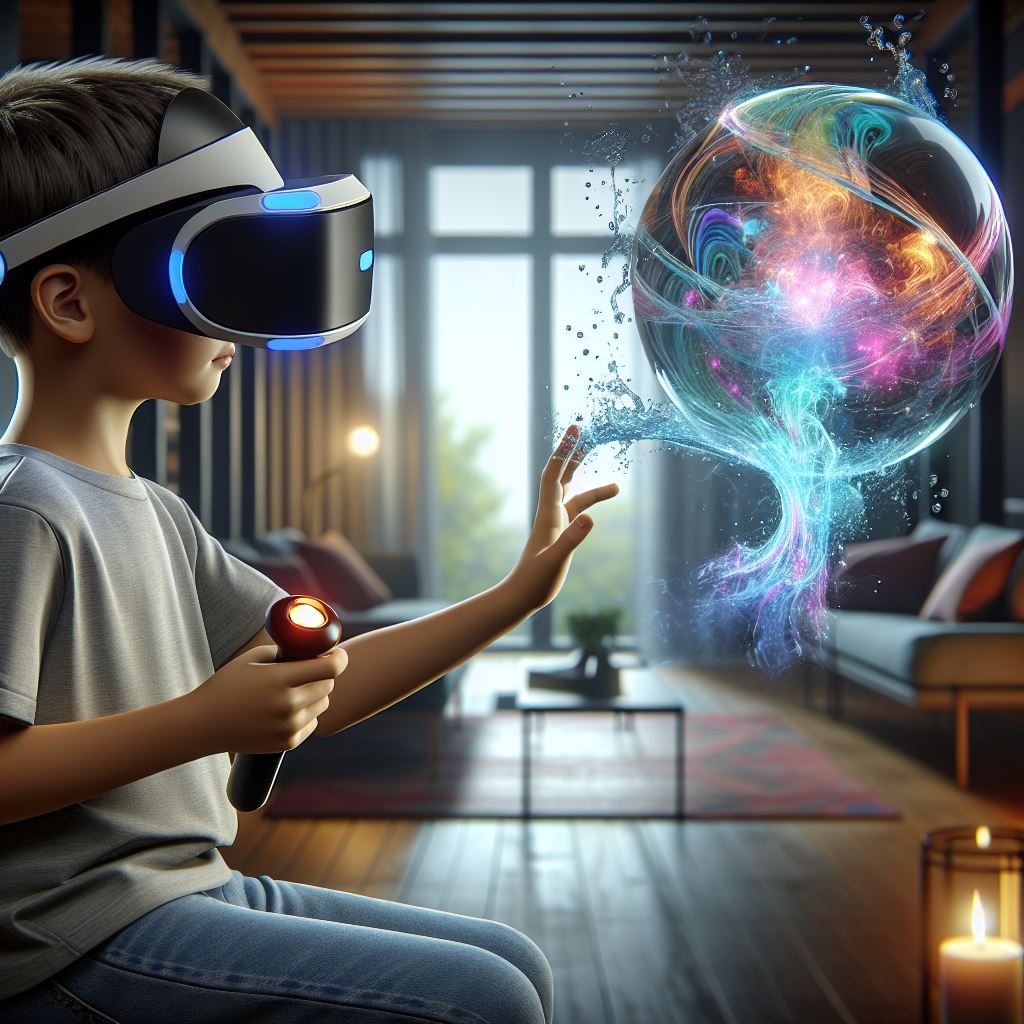 Imagen de un niño con gafas VR